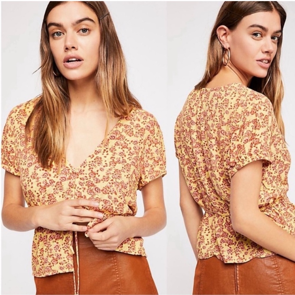 Free People Bluebelle Tie Front Short Sleeve Top XS